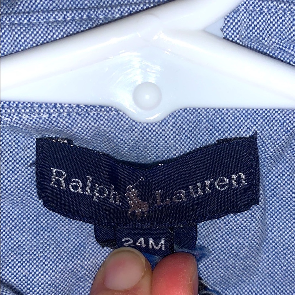 Ralph Lauren denim romper shorts 24Mo, worn once!